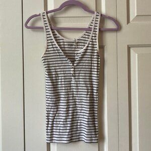 Black and white striped slim fit tank top